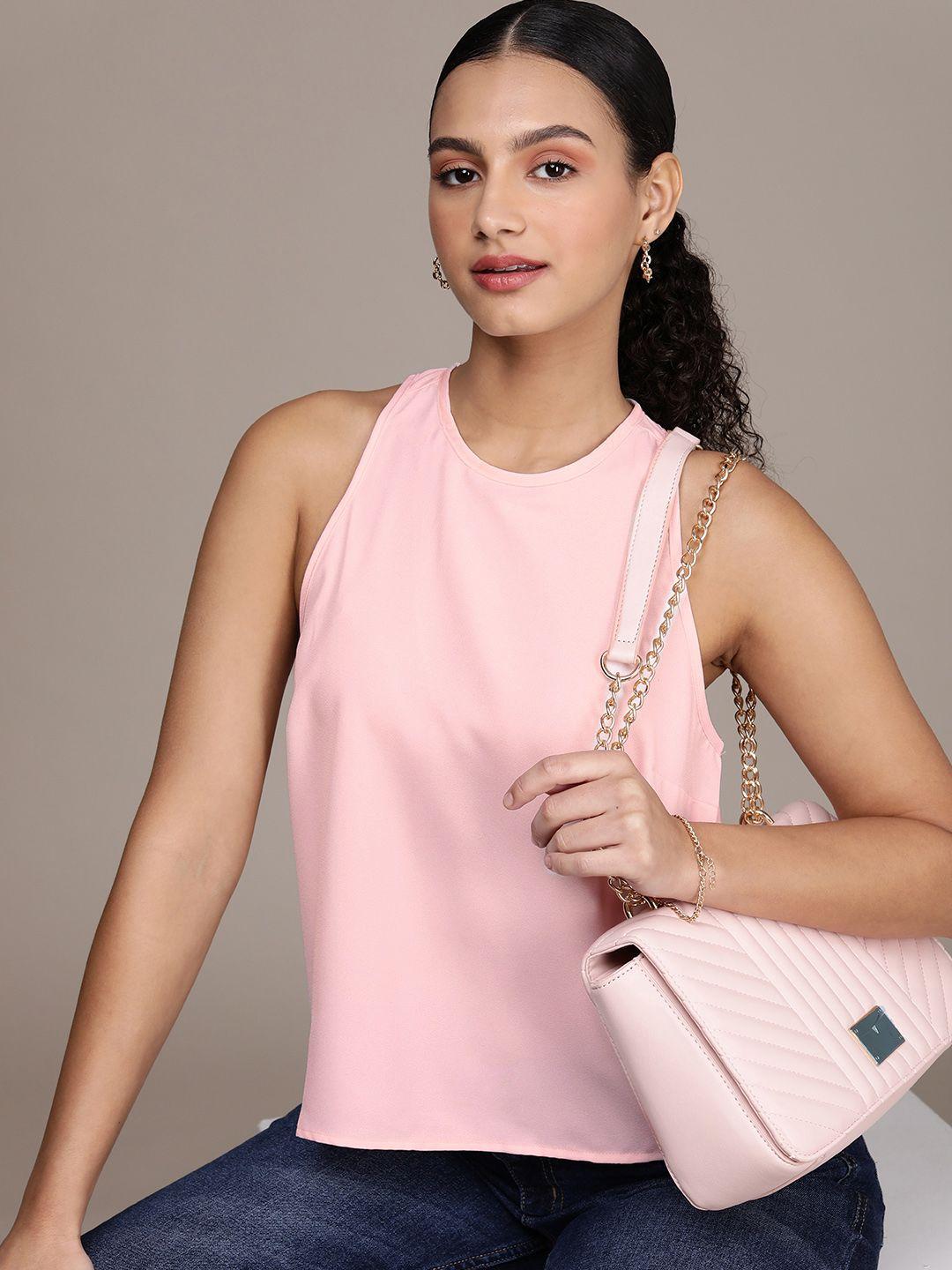 french connection solid racerback neck sleeveless top