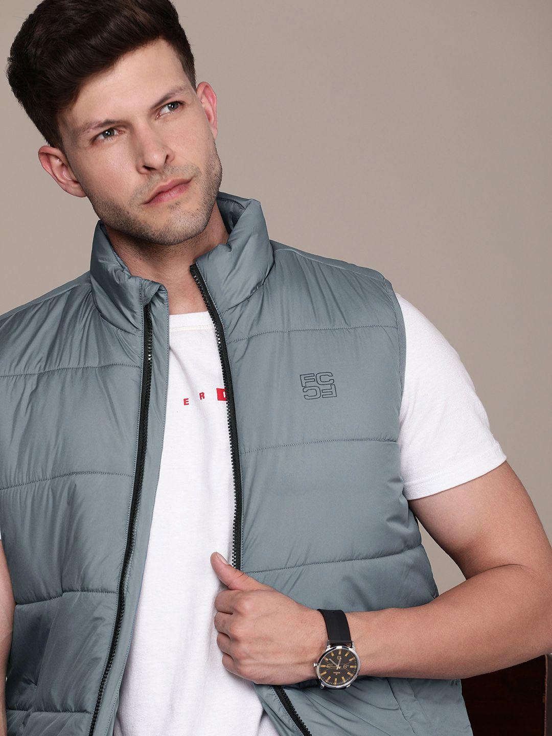french connection solid sleeveless padded jacket