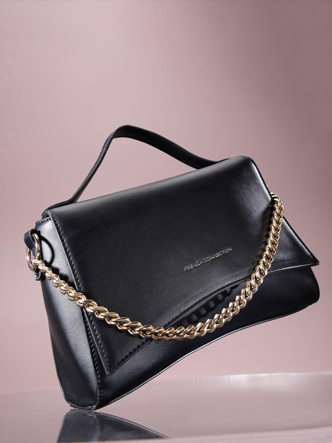 french connection solid structured handheld bag