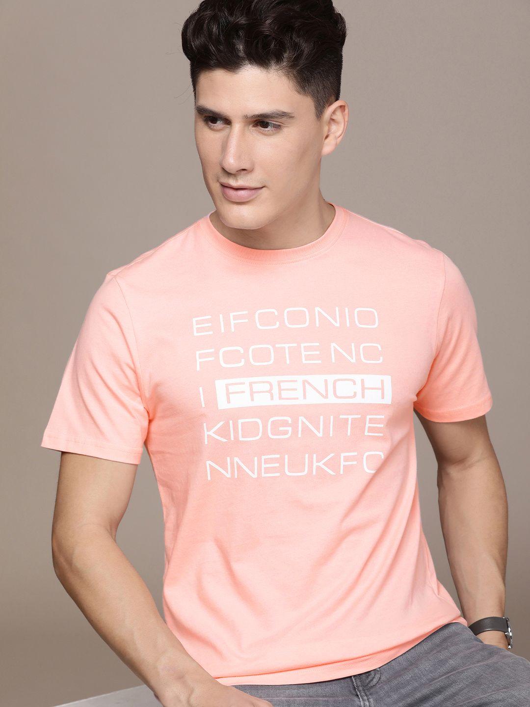 french connection typography print round neck knitted pure cotton t-shirt