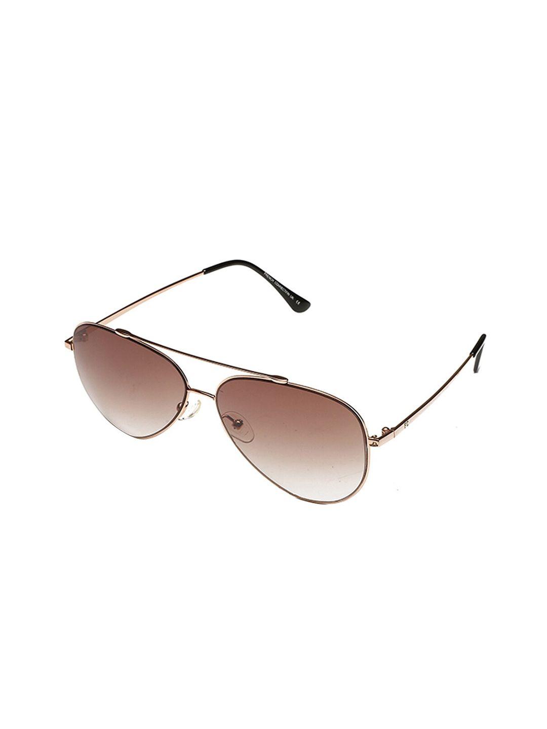 french connection unisex brown lens & gold-toned aviator sunglasses fc 7384 c2 60 s lc