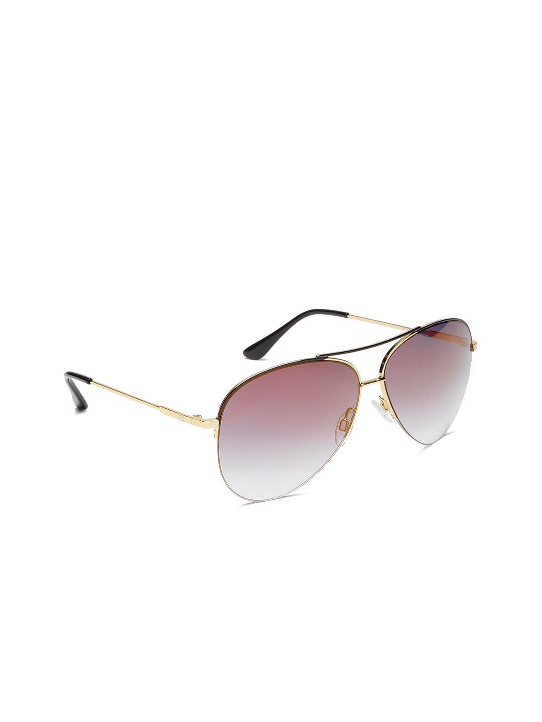 french connection unisex gold-toned aviator sunglasses fc 7437