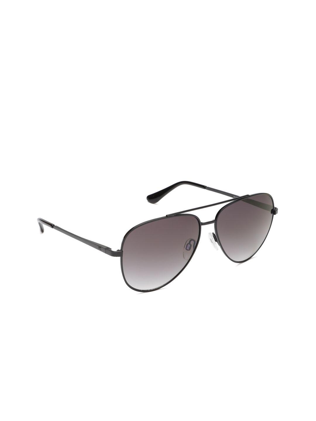 french connection unisex grey lens & black aviator sunglasses fc 7580 c4