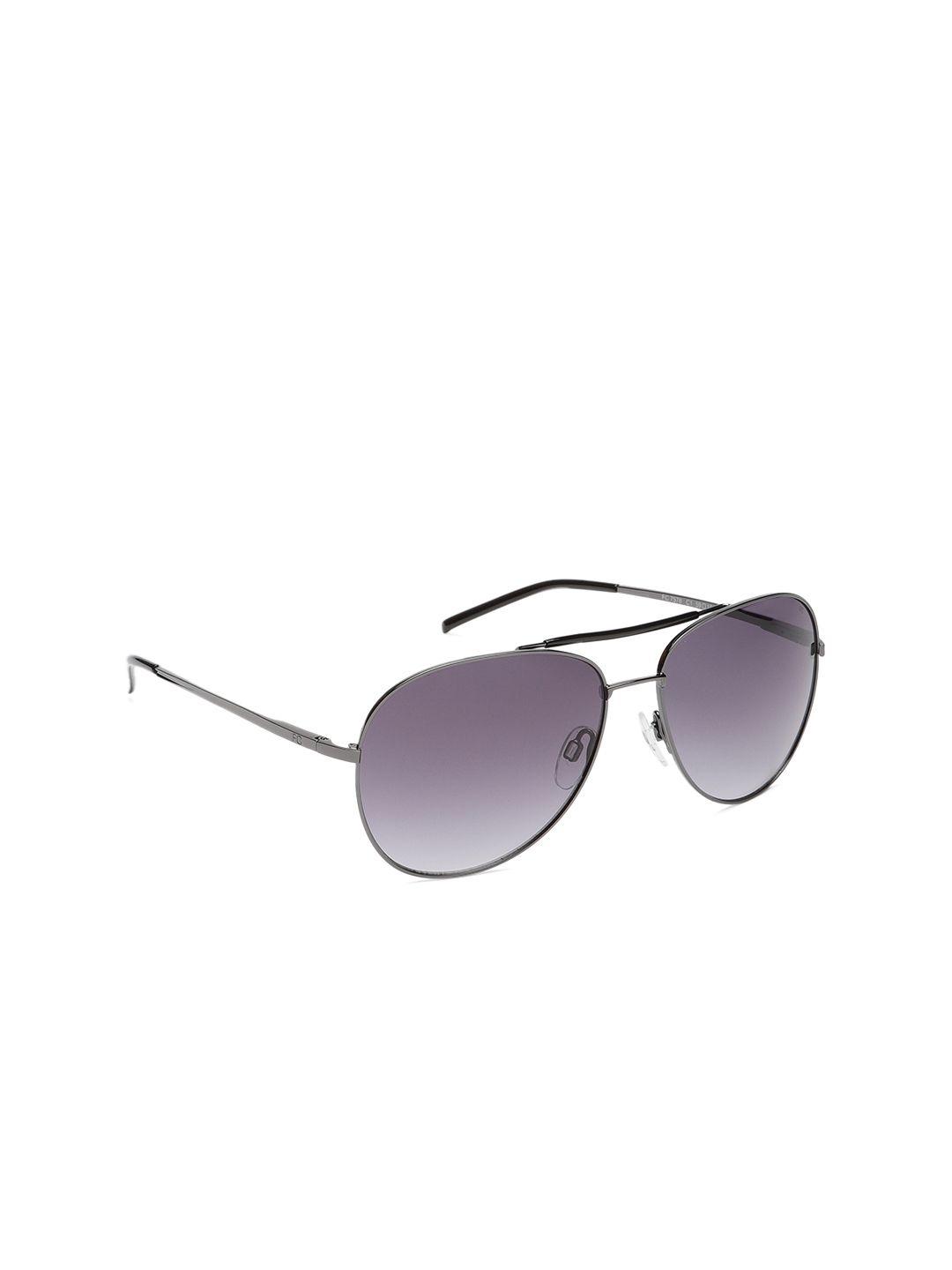 french connection unisex grey lens & gunmetal-toned aviator sunglasses fc 7578 c1