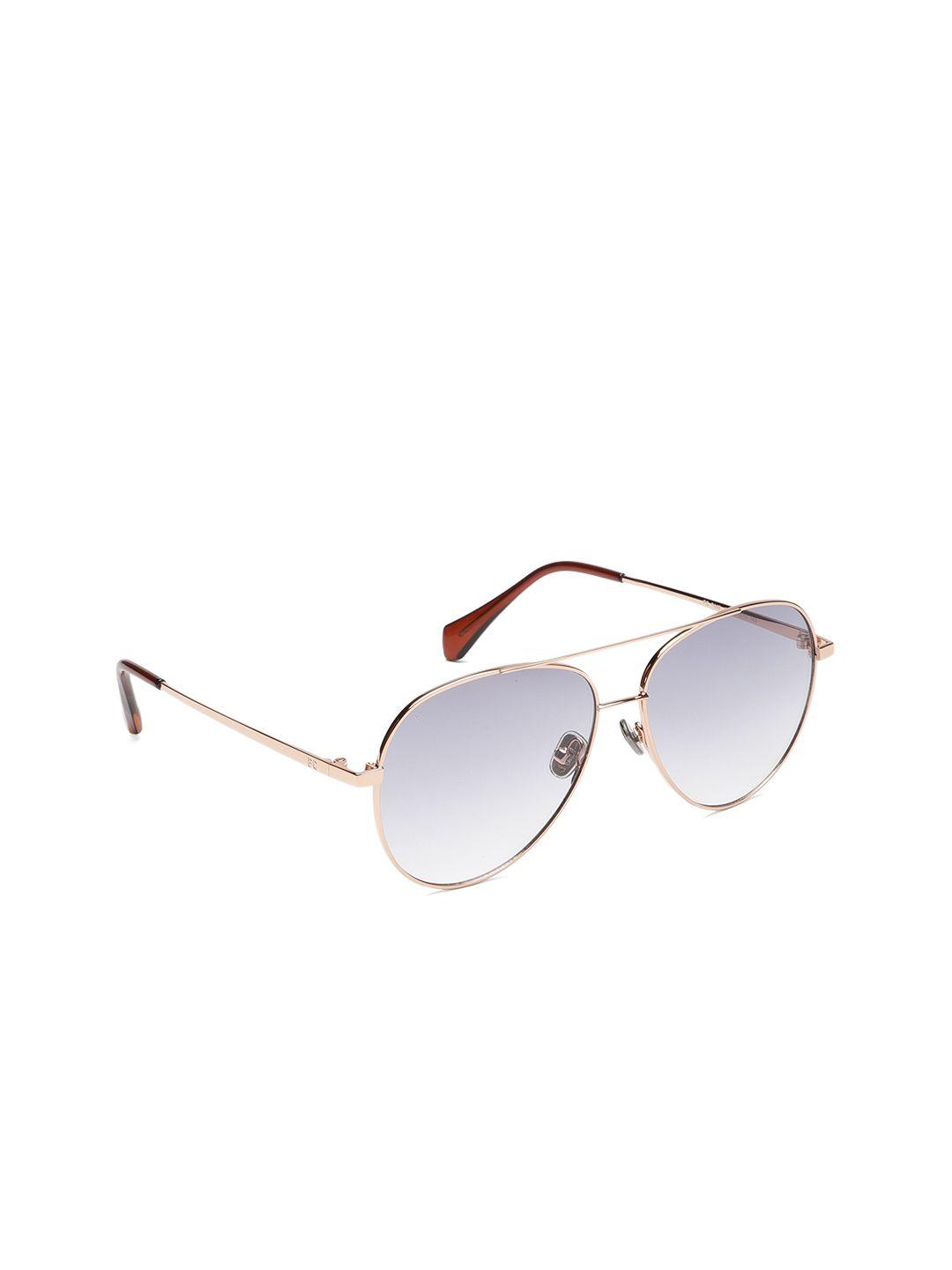 french connection unisex grey lens & rose gold-toned aviator sunglasses  fc 7448 c1