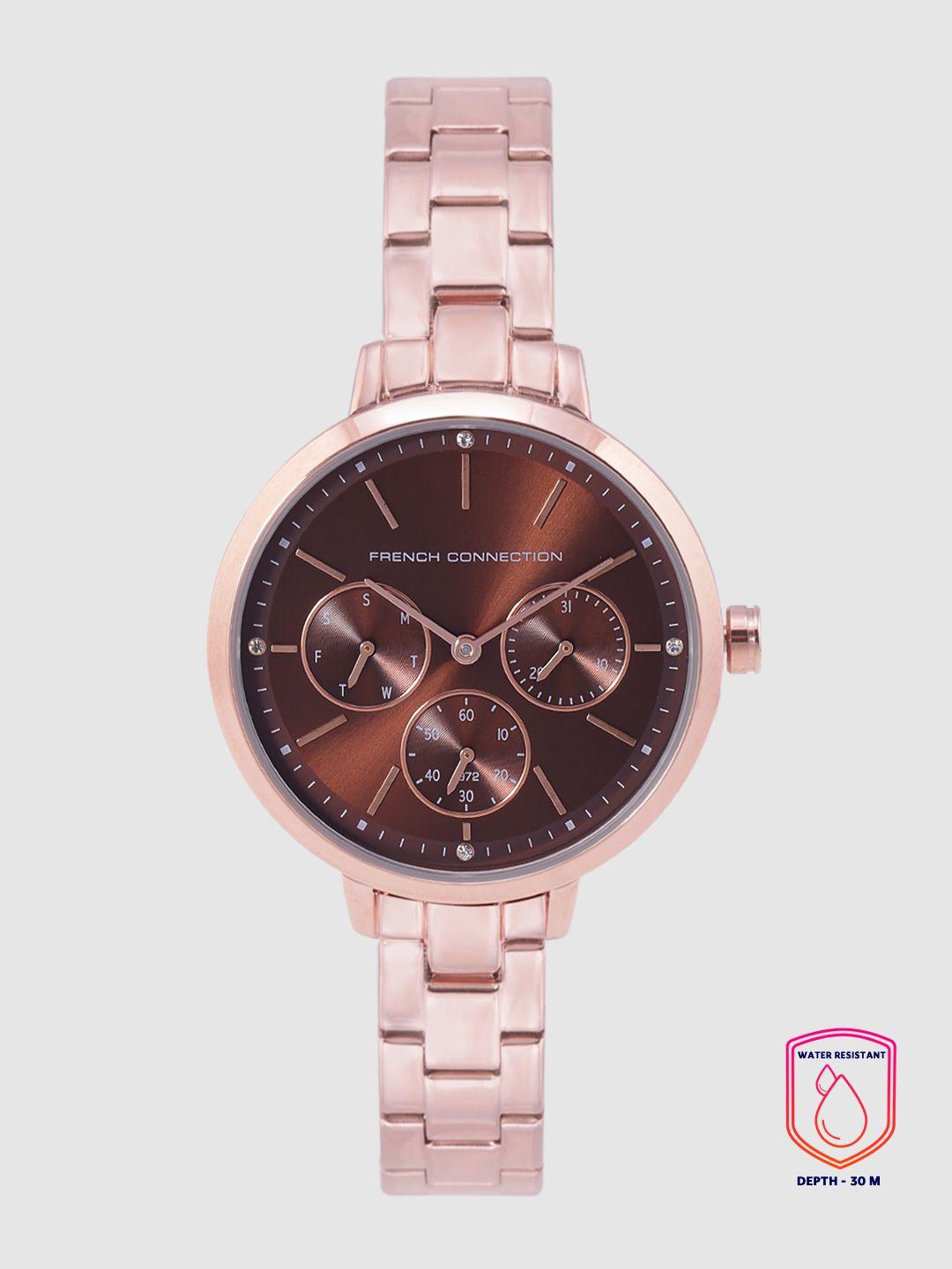 french connection women copper-toned analogue watch fc134rgm
