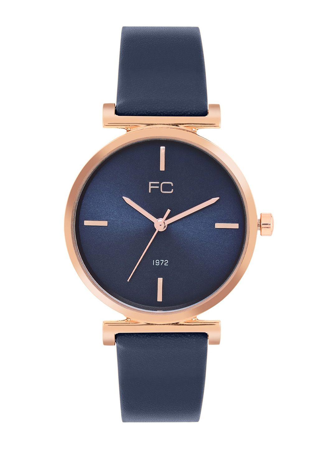 french connection women dial & leather straps analogue watch fcn00087e