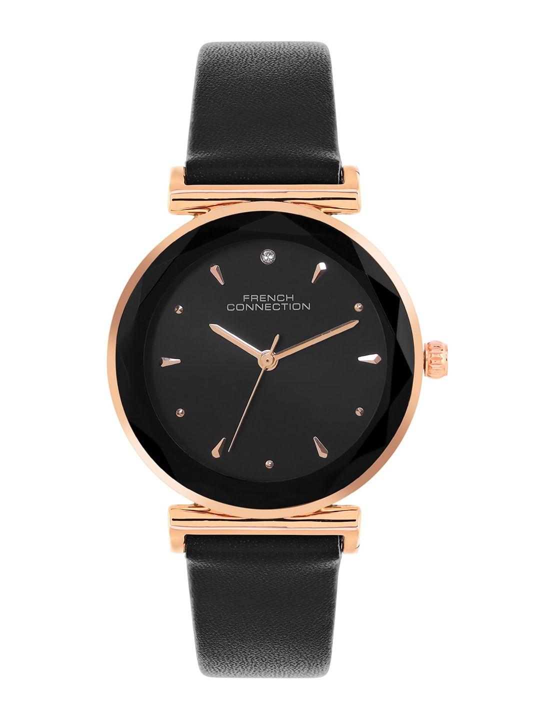 french connection women dial & leather straps analogue watch