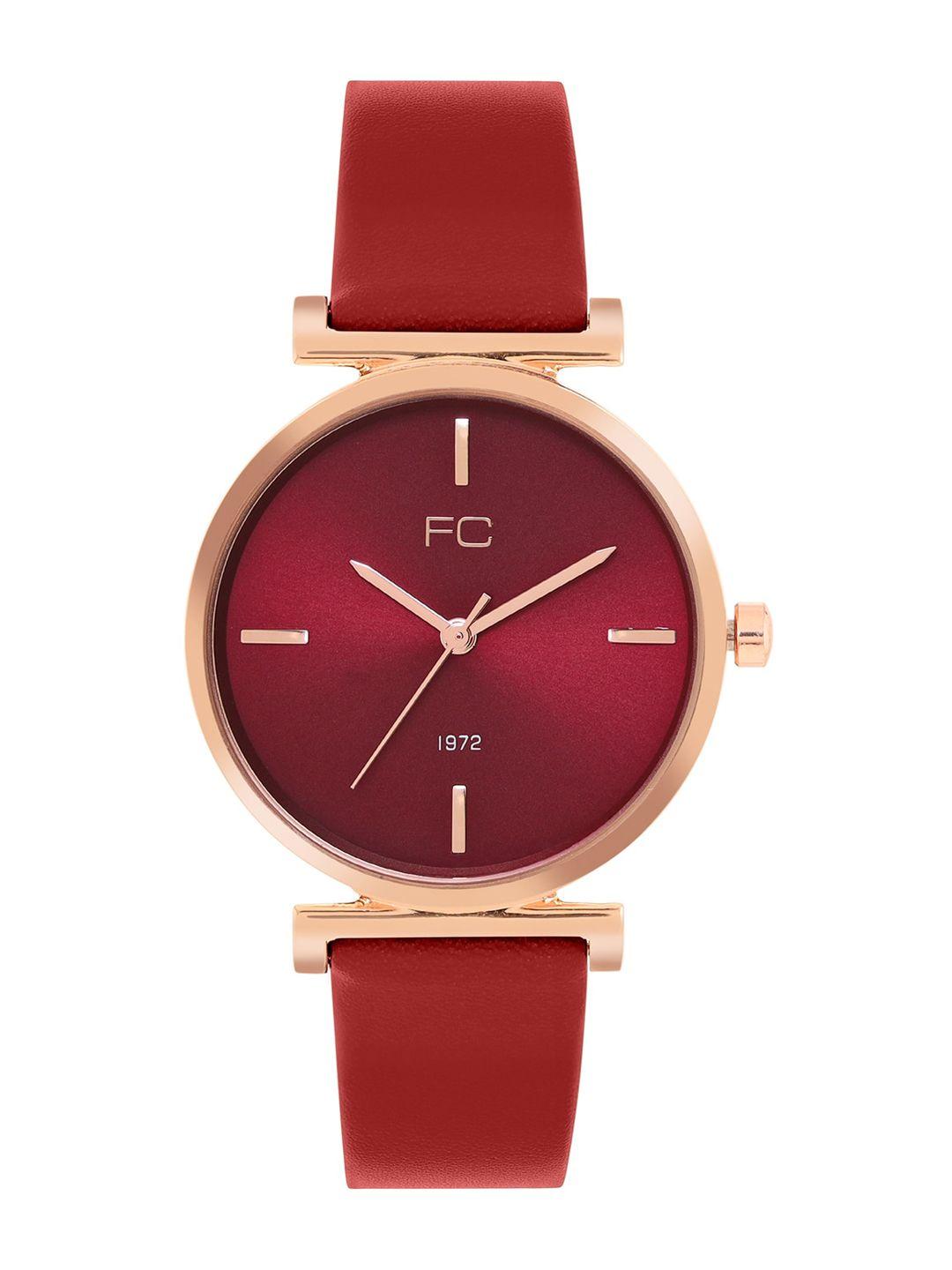 french connection women embellished dial & leather straps analogue watch fcn00087g