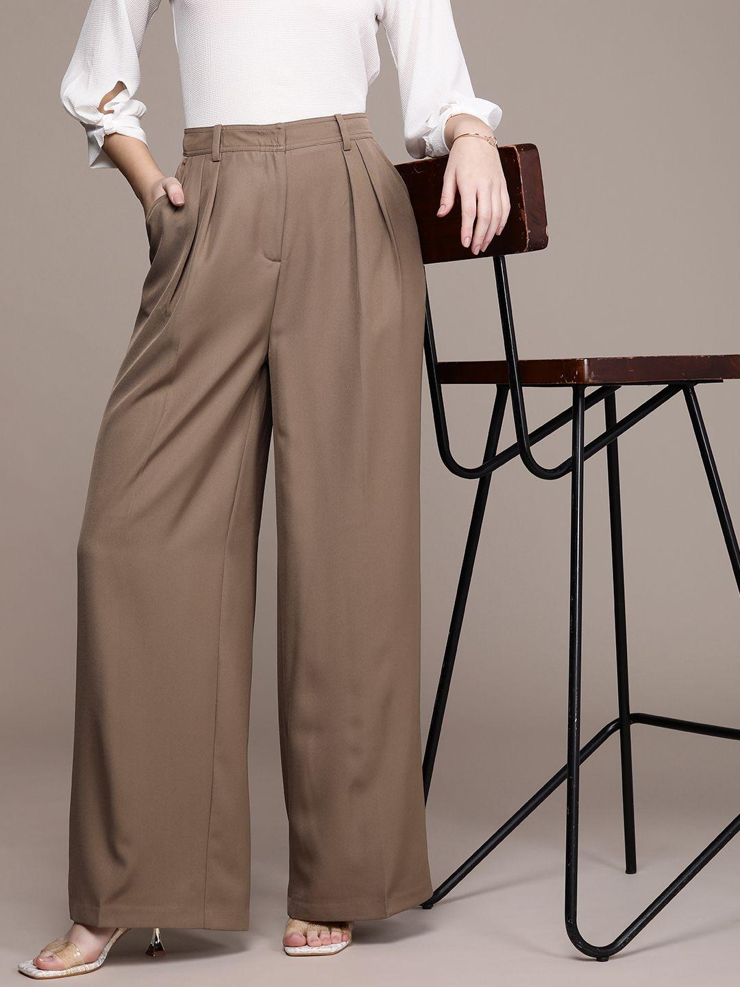 french connection women high-rise pleated trousers