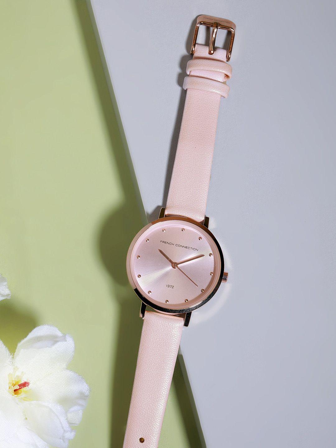 french connection women leather bracelet style straps analogue watch fcn00080f