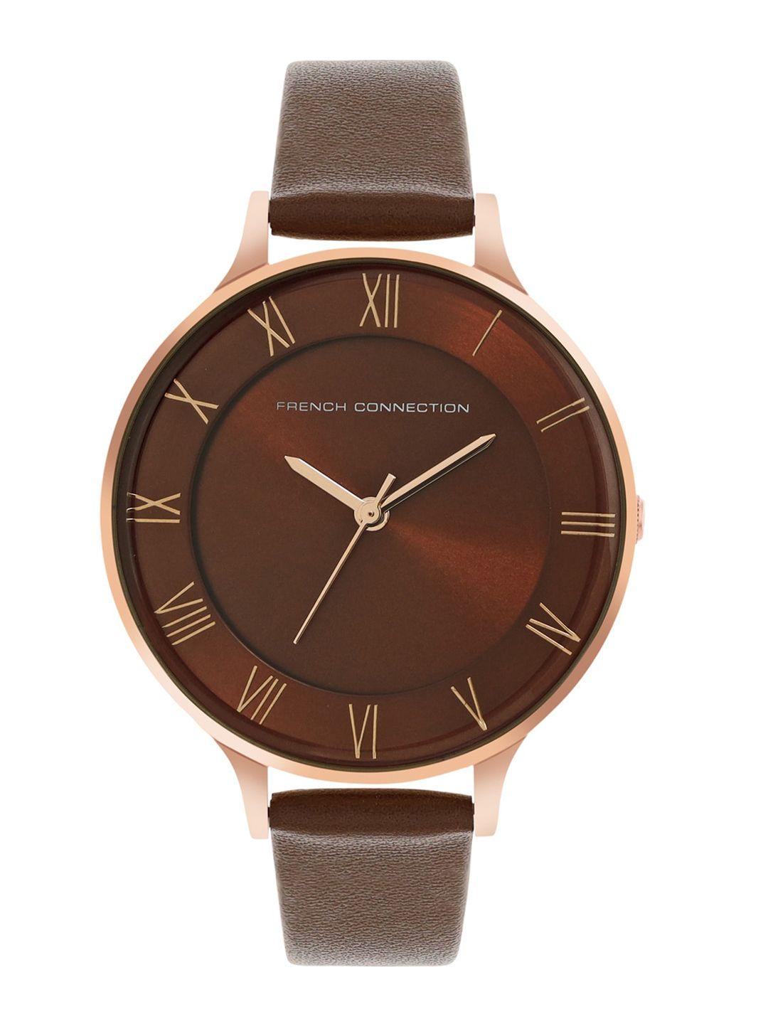 french connection women leather straps analogue watch fcn00075i