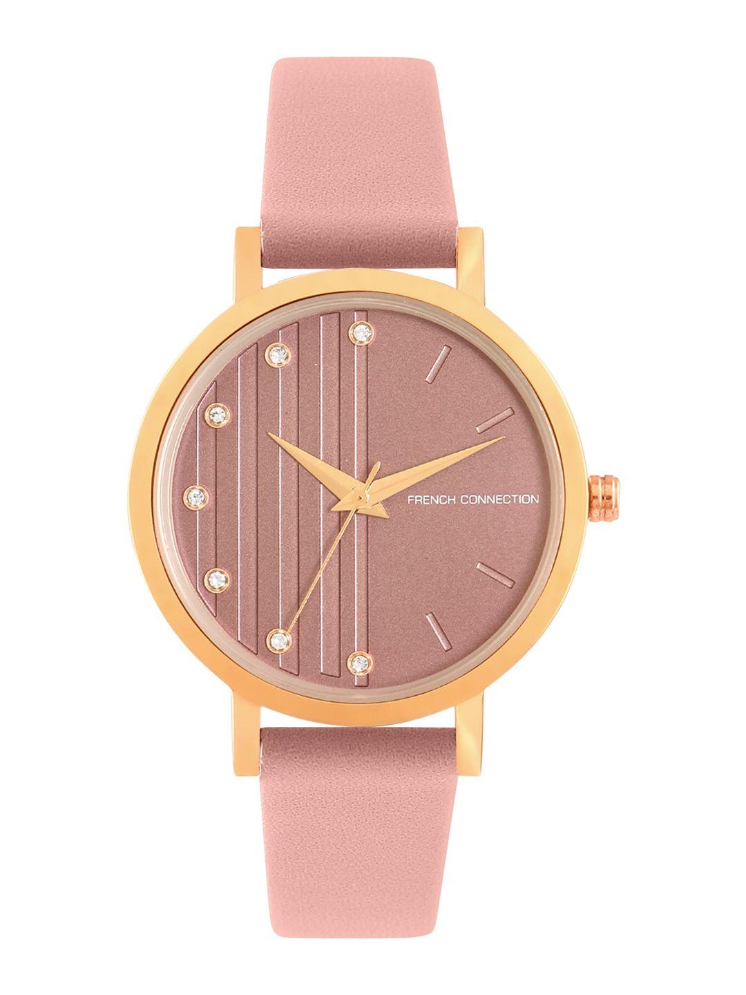 french connection women peach-coloured analogue watch fc20-63e