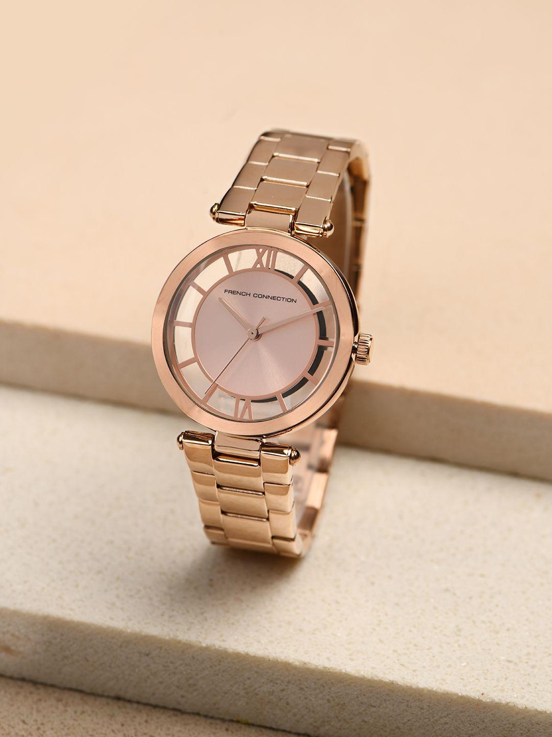 french connection women rose gold analogue watch fcl0001a