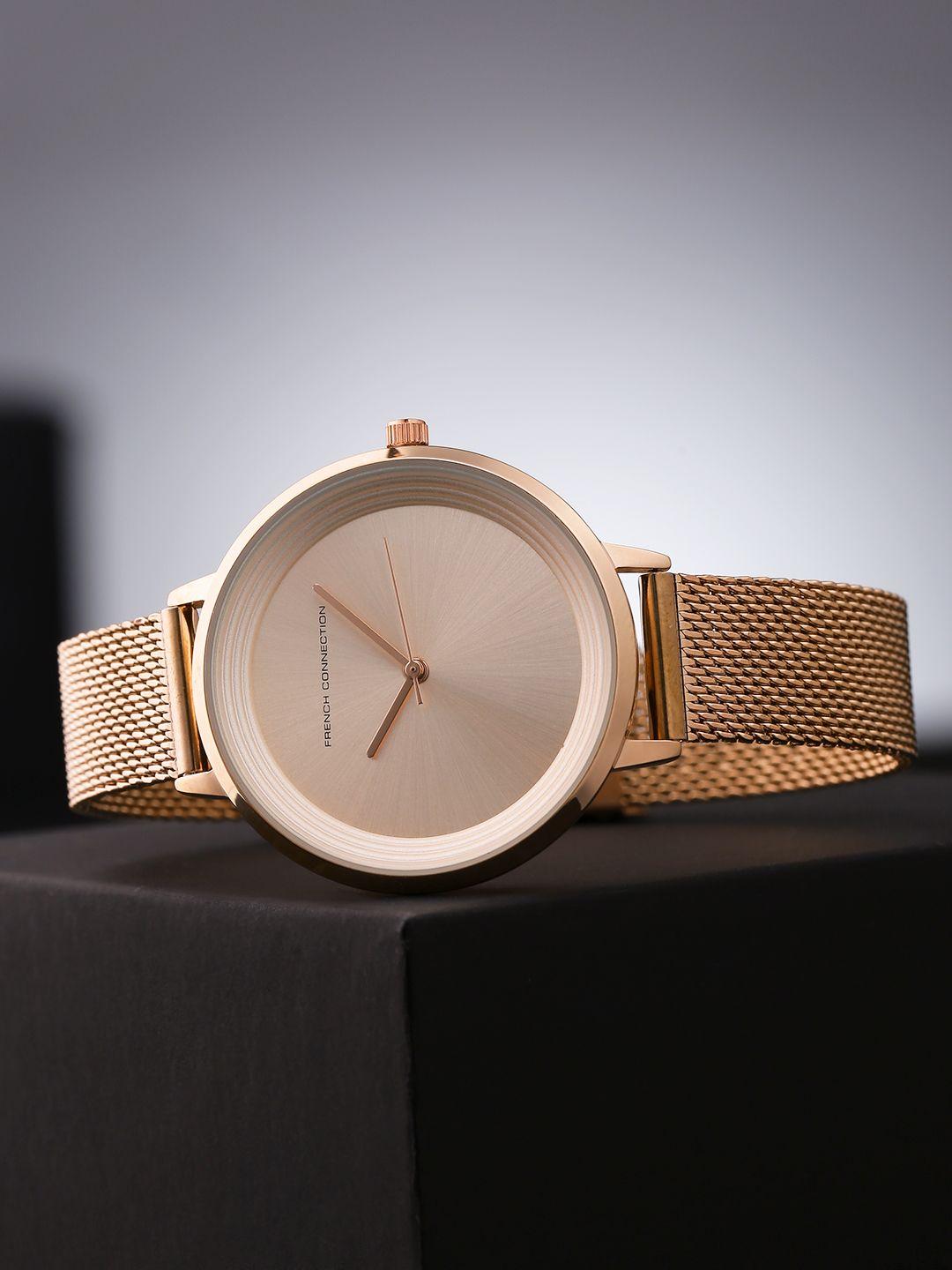 french connection women rose gold-toned analogue watch fcn0001f