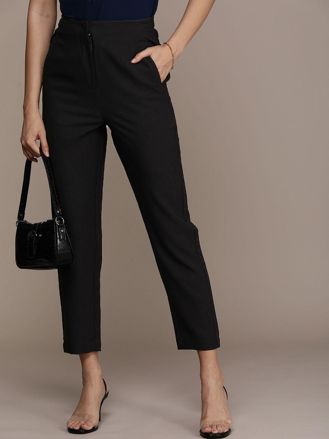 french connection women solid high-rise trousers