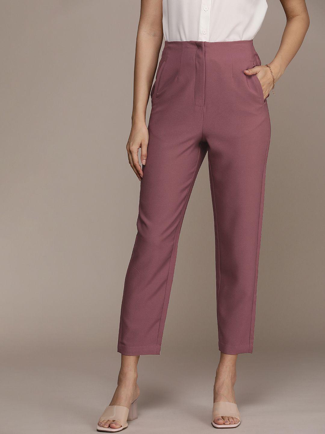 french connection women solid high-rise trousers