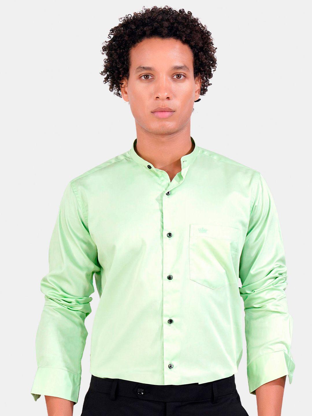 french crown men green standard opaque formal shirt
