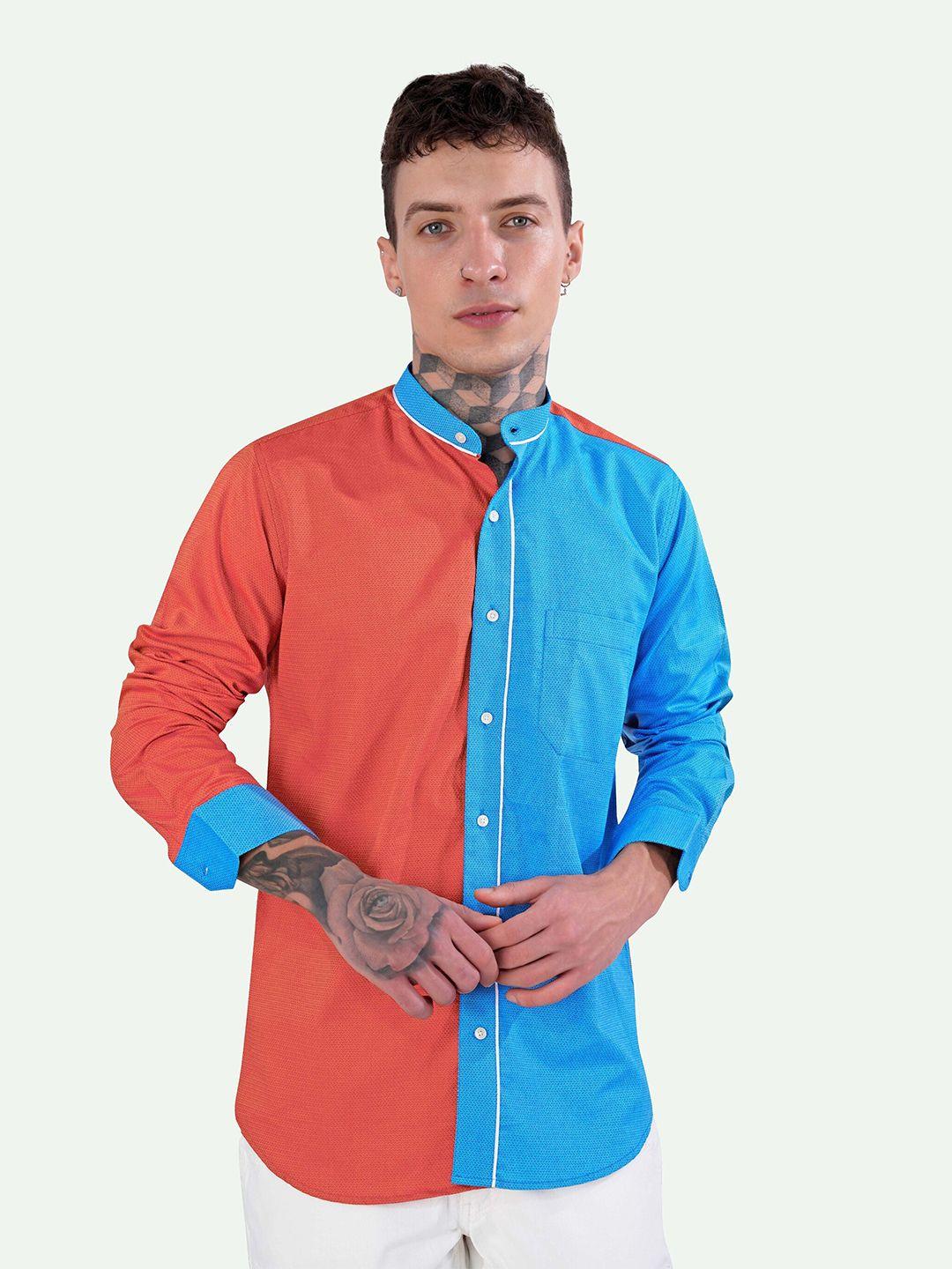french crown men orange standard opaque printed casual shirt