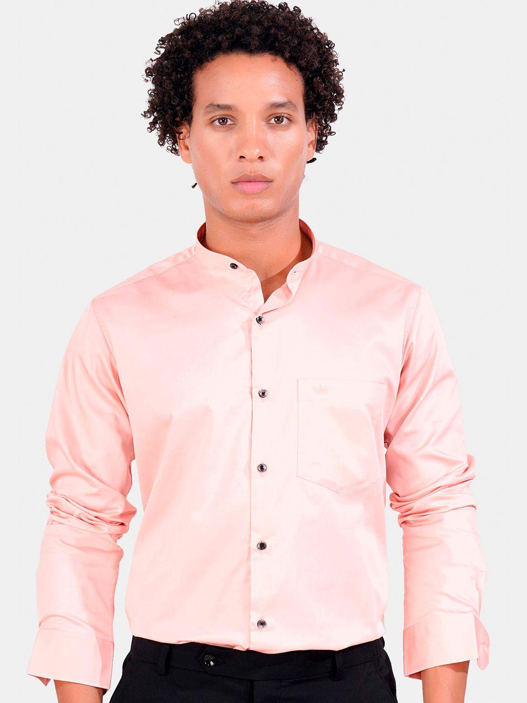 french crown men pink standard opaque printed formal shirt
