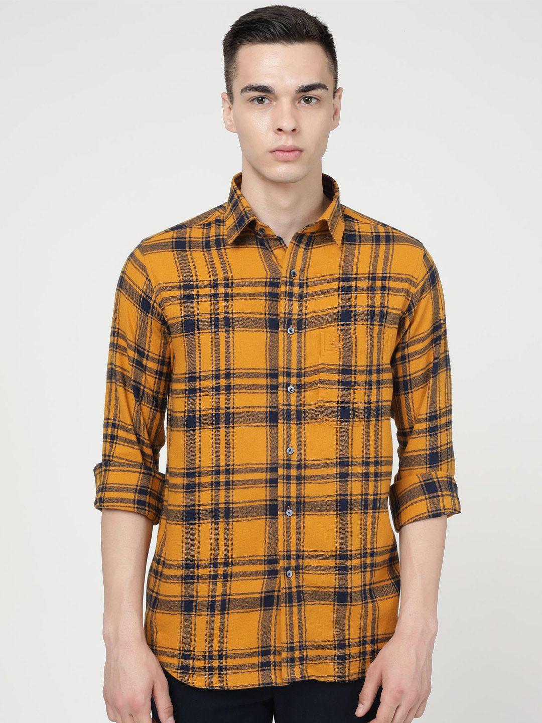 french crown standard fit tartan checked opaque casual cotton shirt