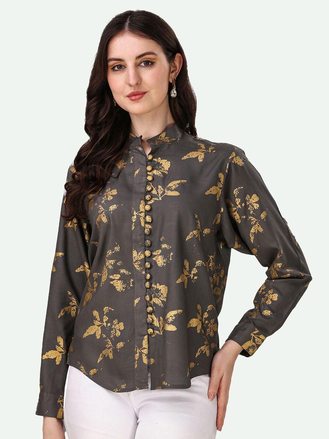 french crown standard floral printed opaque cotton casual shirt