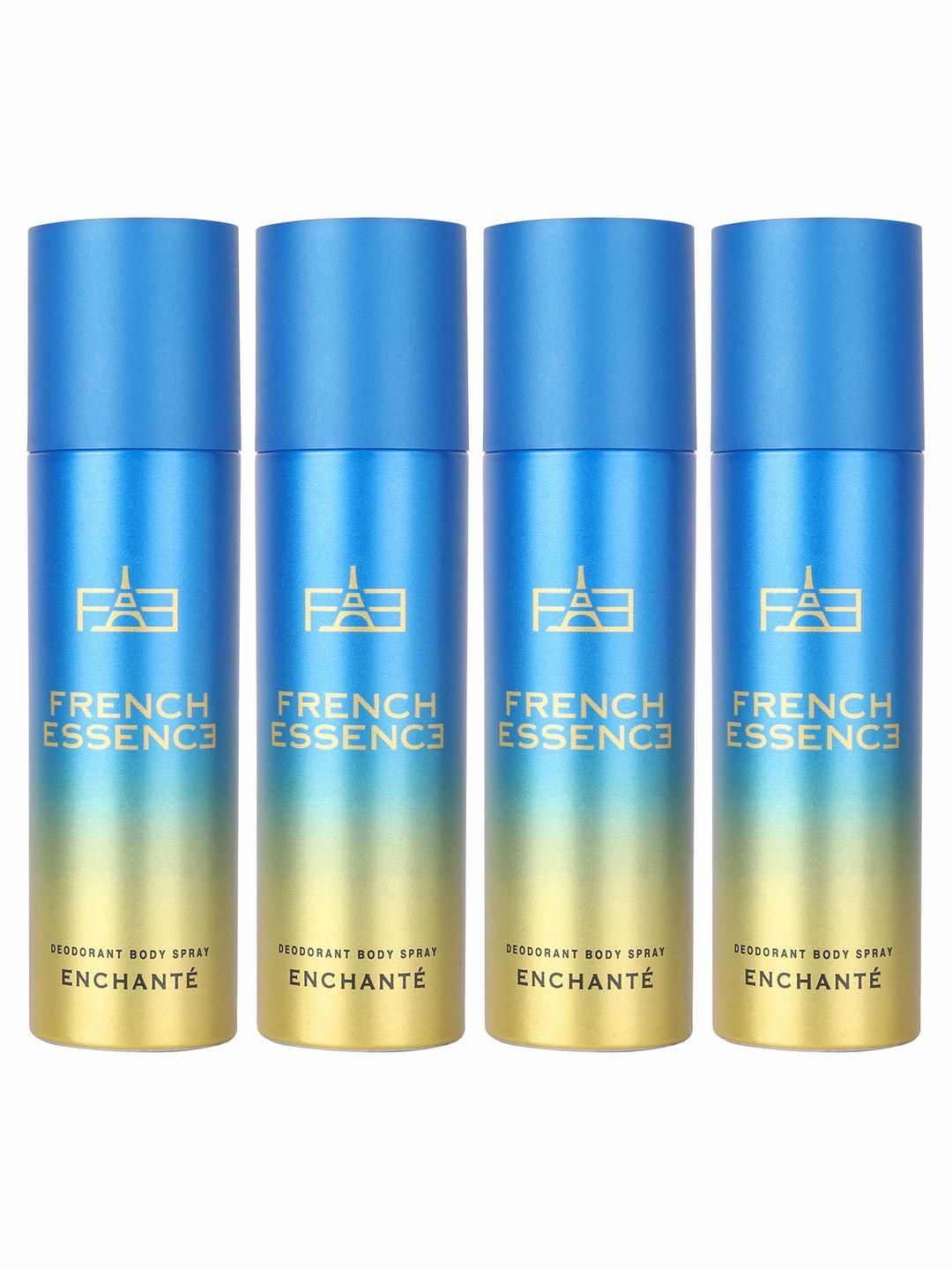 french essence pack of 4 long lasting deodorant body spray 150ml each - enchante