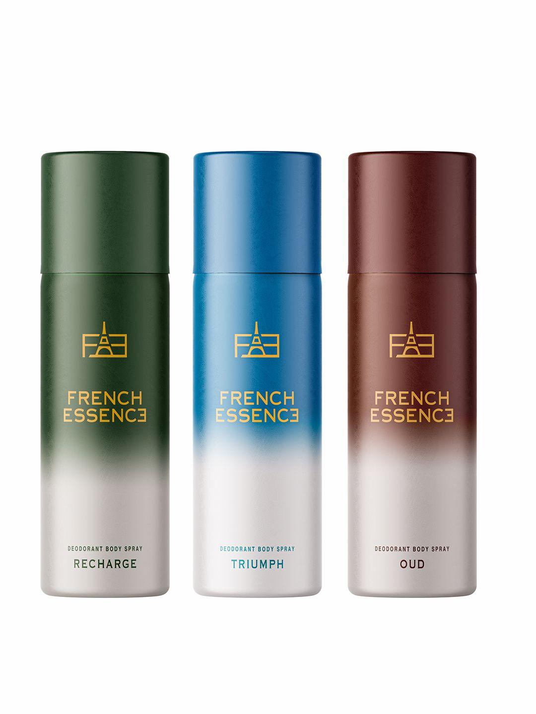 french essence set of 3 deodorant body sprays 50 ml each -triumph + oud + recharge