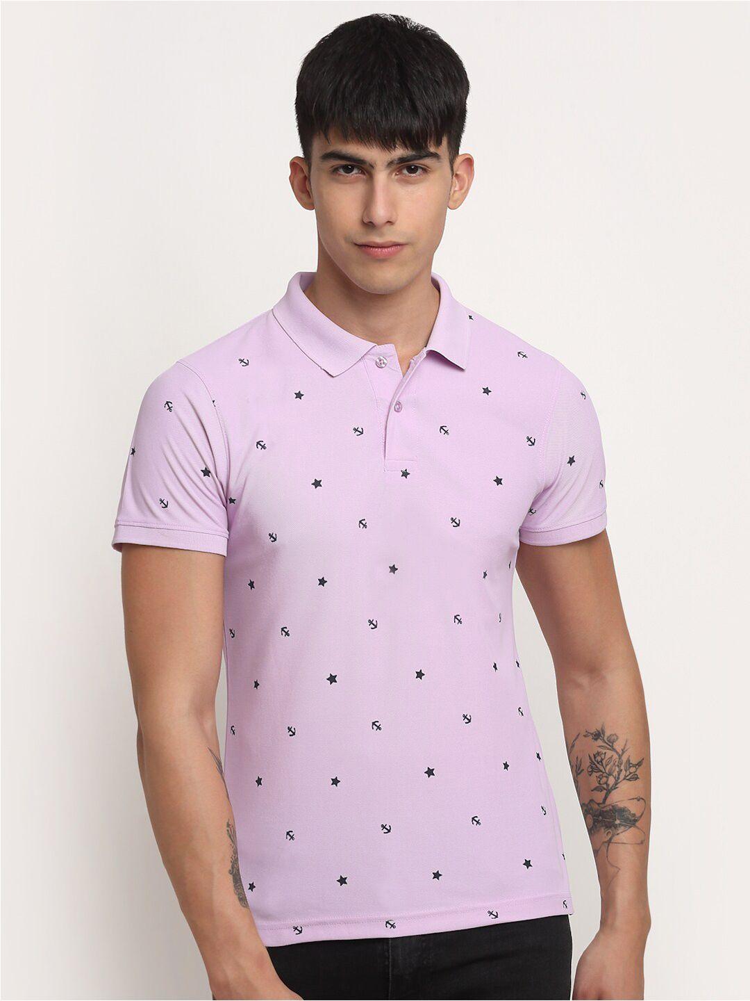 french flexious conversational printed polo collar cotton t-shirt