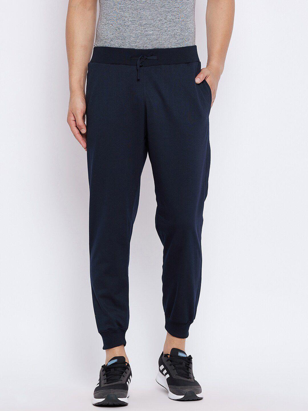 french flexious men navy blue relaxed fit jogger