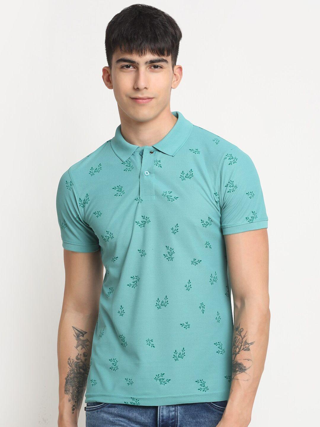 french flexious printed polo collar regular fit t-shirt