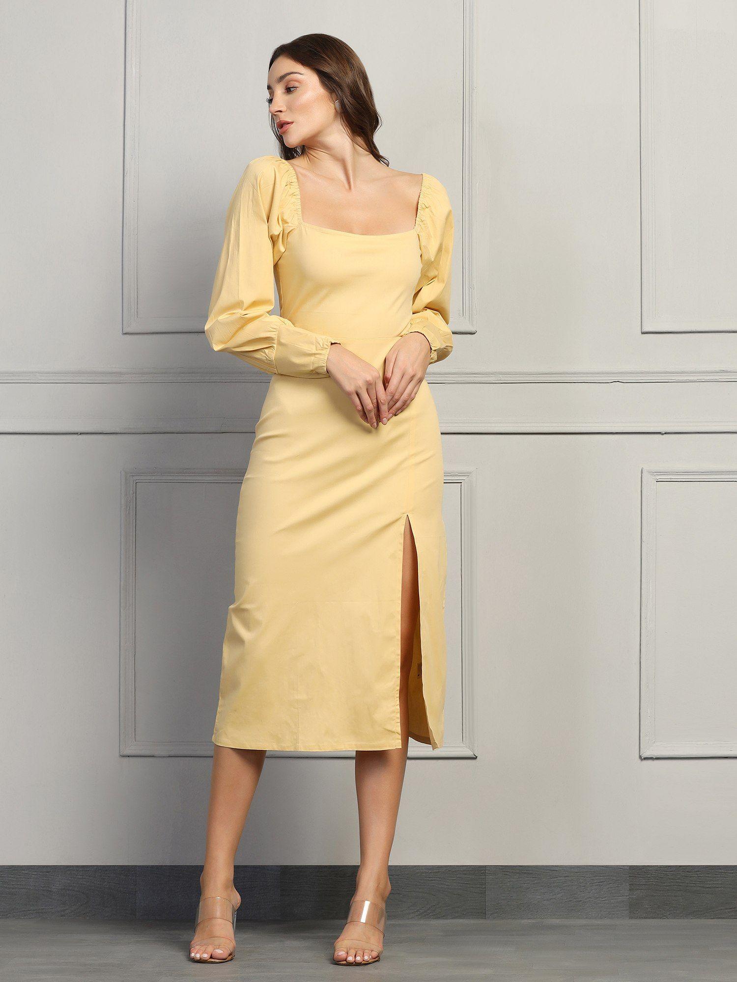 french style dress yellow