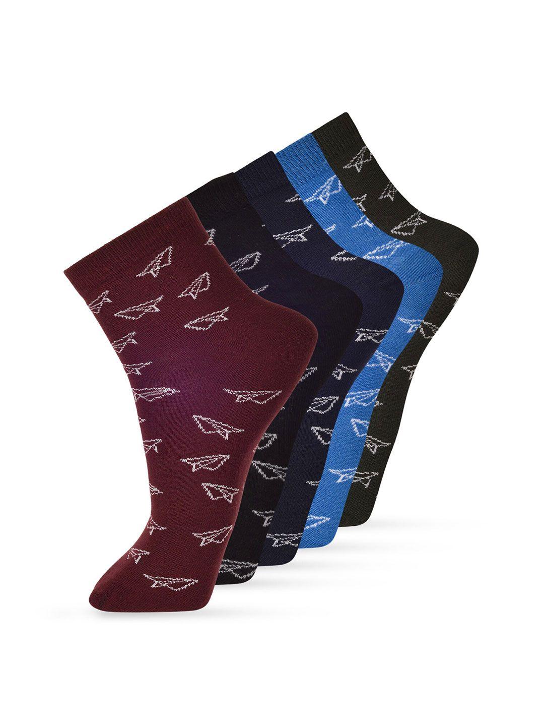 frenchie men pack of 5 assorted pattarned cotton ankle length socks