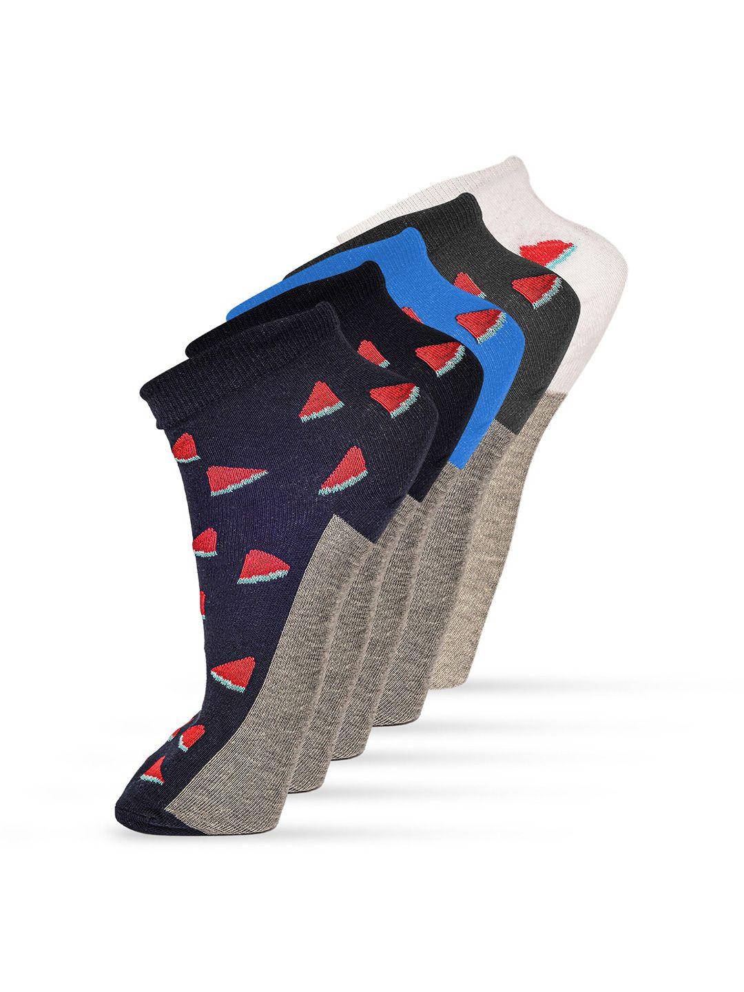 frenchie men pack of 5 assorted patterned cotton ankle-length socks
