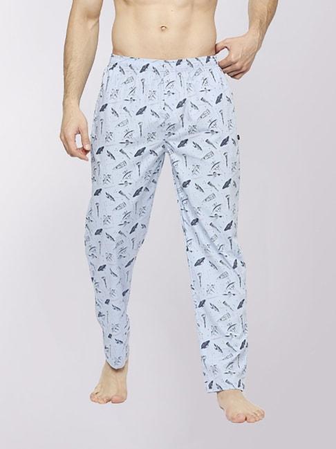 frenchie sky blue cotton skinny fit printed nightwear pyjamas
