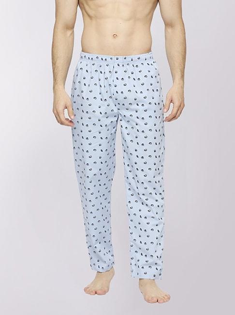 frenchie sky blue cotton skinny fit printed nightwear pyjamas