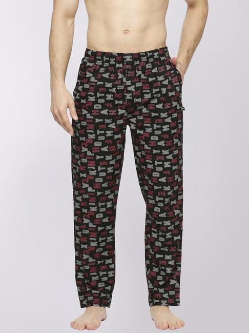 frenchie black cotton skinny fit printed nightwear pyjamas