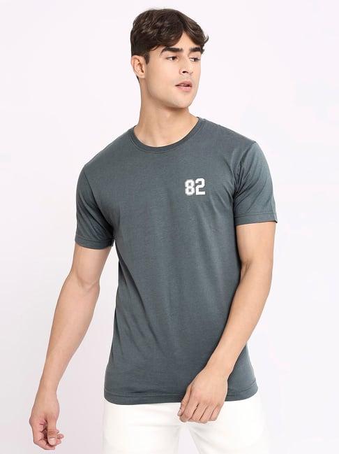 frenchie dark grey regular fit crew t-shirt