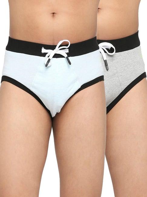 frenchie kids aqua blue & grey solid briefs (pack of 2)