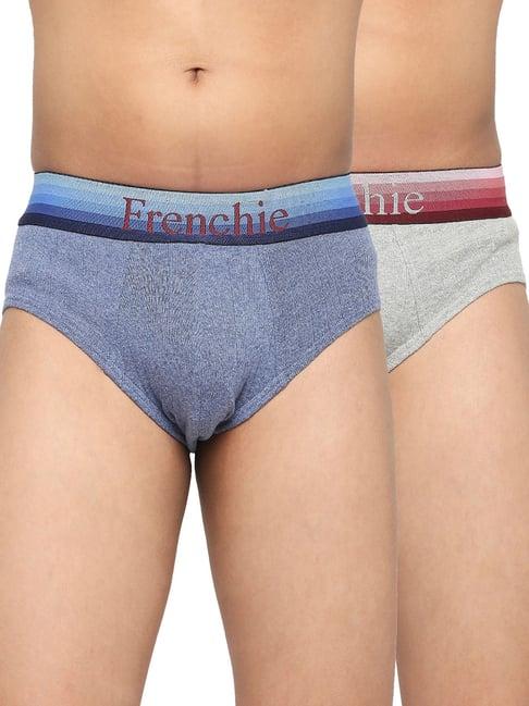 frenchie kids blue & grey textured briefs (pack of 2)