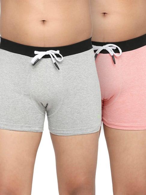 frenchie kids grey & pink solid trunks (pack of 2)