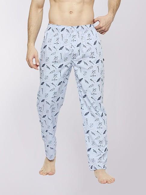 frenchie sky blue cotton skinny fit printed nightwear pyjamas