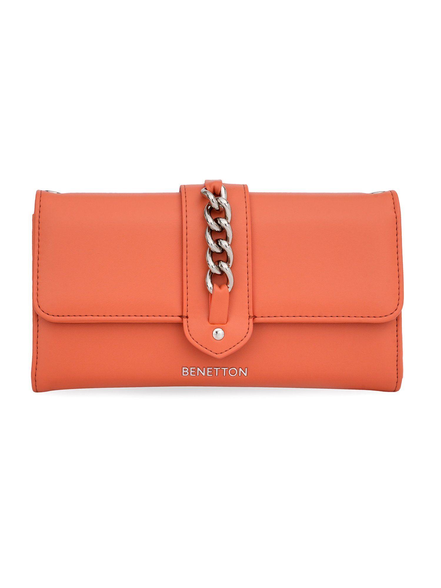 frenzi women wallet with detachable strap - orange (set of 2)
