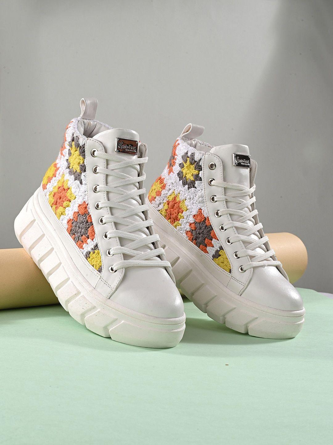 fresh 1947 feet women white colourblocked sneakers