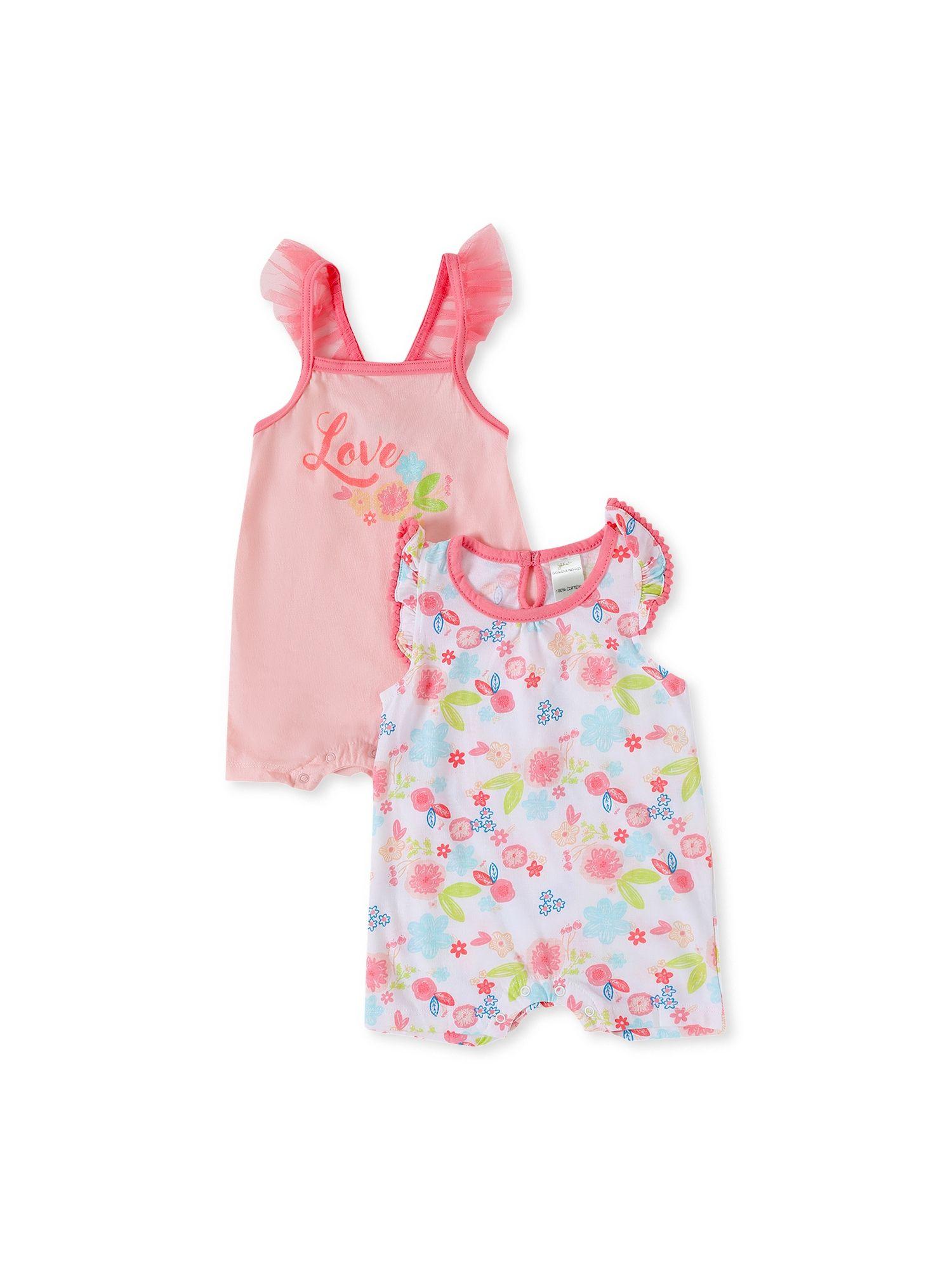 fresh doodles pink rompers (pack of 2)