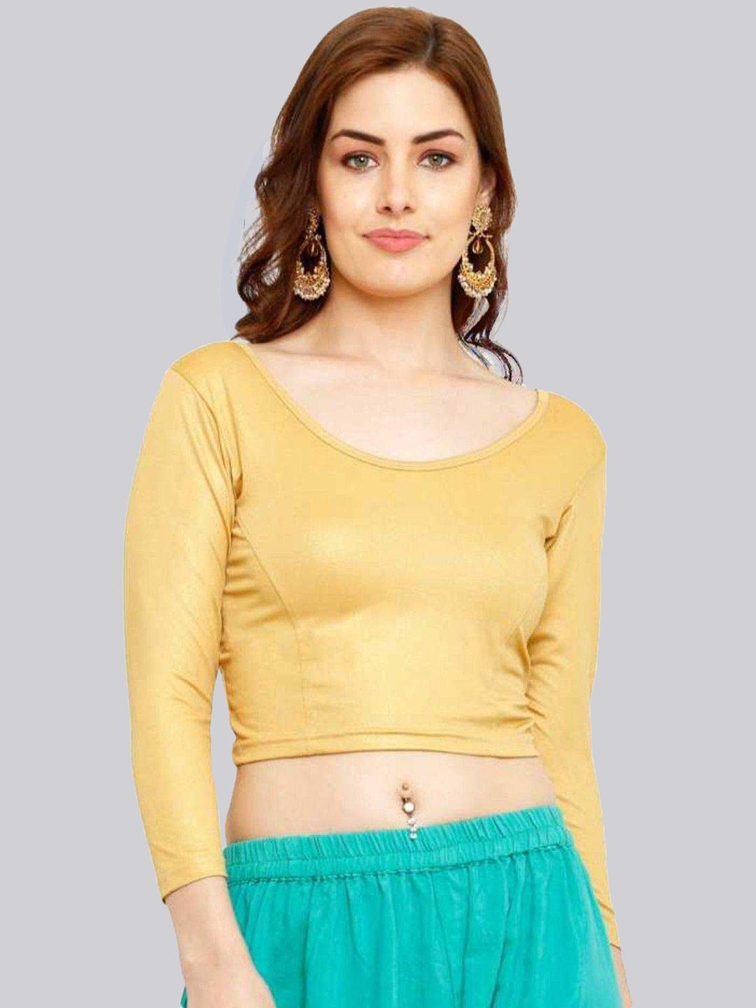 fressia fabrics solid round neck saree blouse