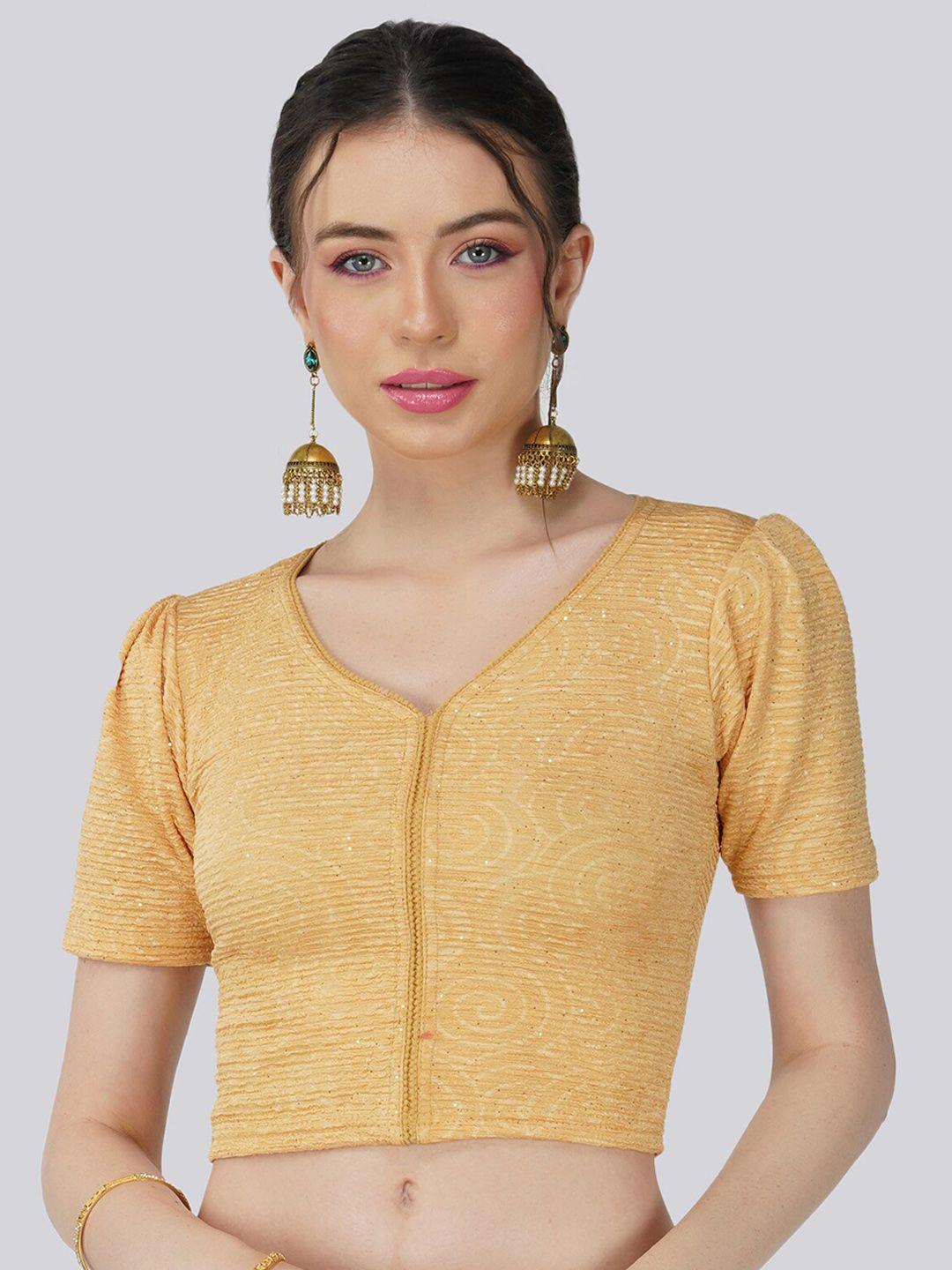 fressia fabrics embellished v-neck saree blouse