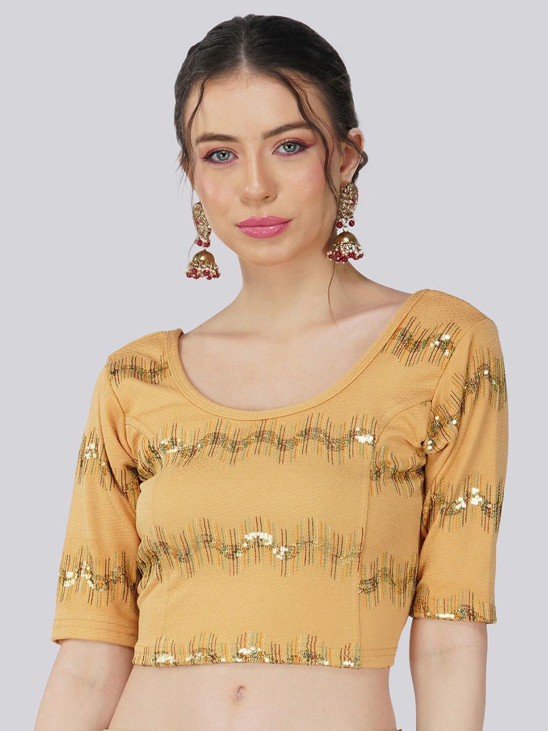 fressia fabrics embroidered stretchable saree blouse