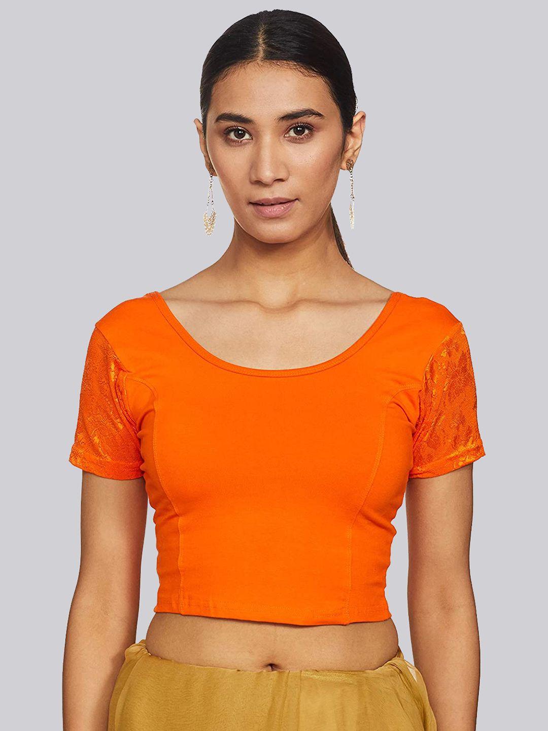 fressia fabrics round neck short sleeve saree blouse