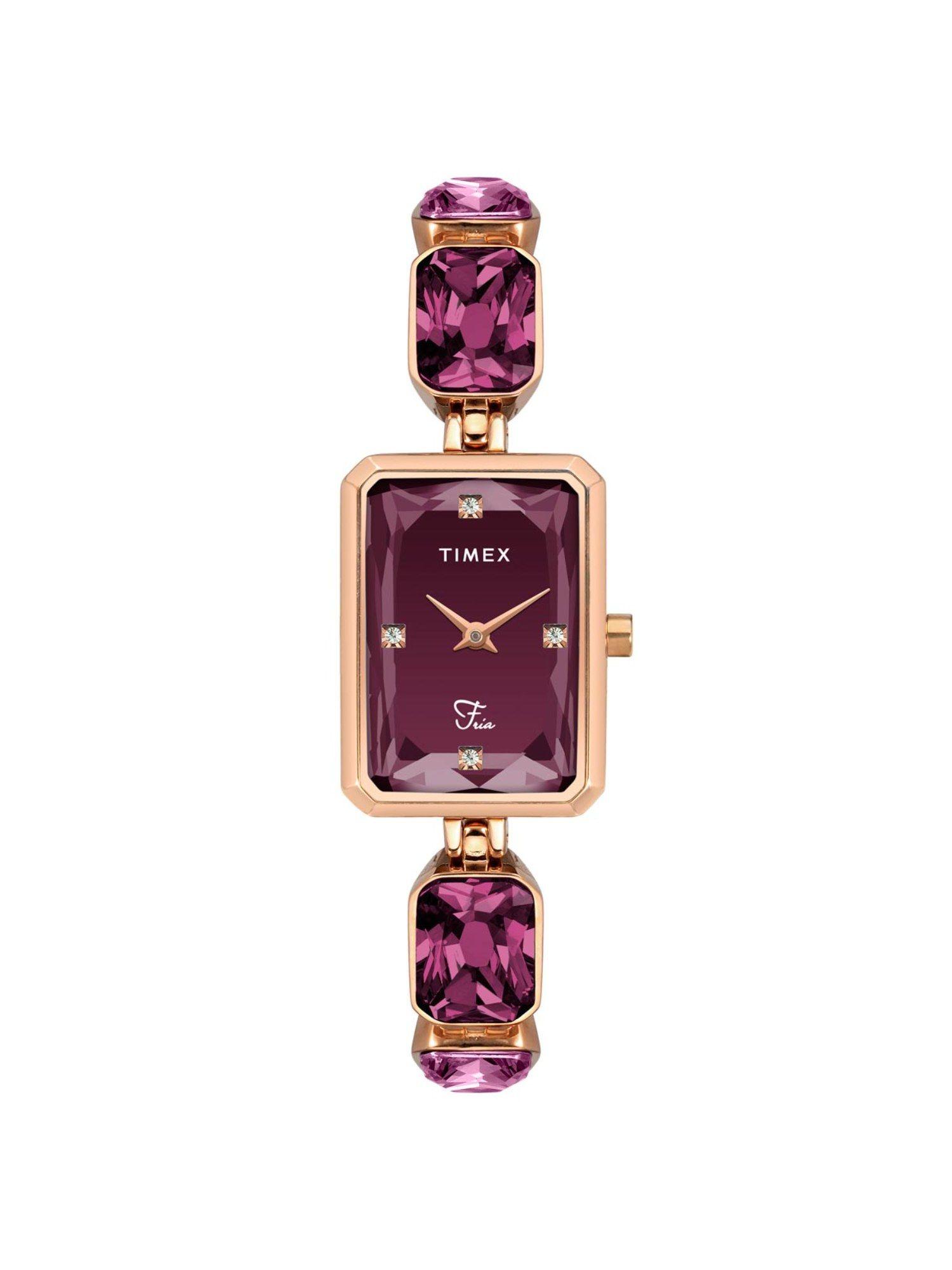 fria women burgundy rectangular analog watch - twel16903